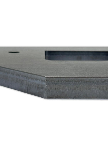 30mm Mild steel that has been cut using mixed gas (oxygen and nitrogen)